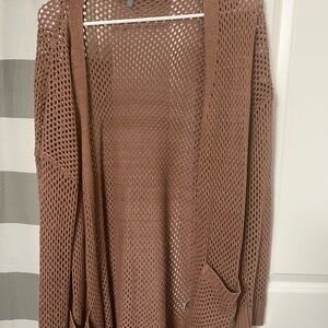 Women's Open Knit Sweater - Brown